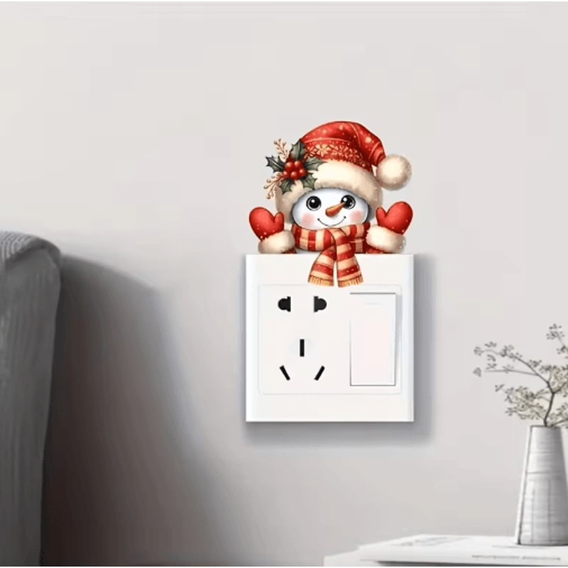 Festive Christmas Wall Sticker Santa Claus Snowman Switch Decal 4