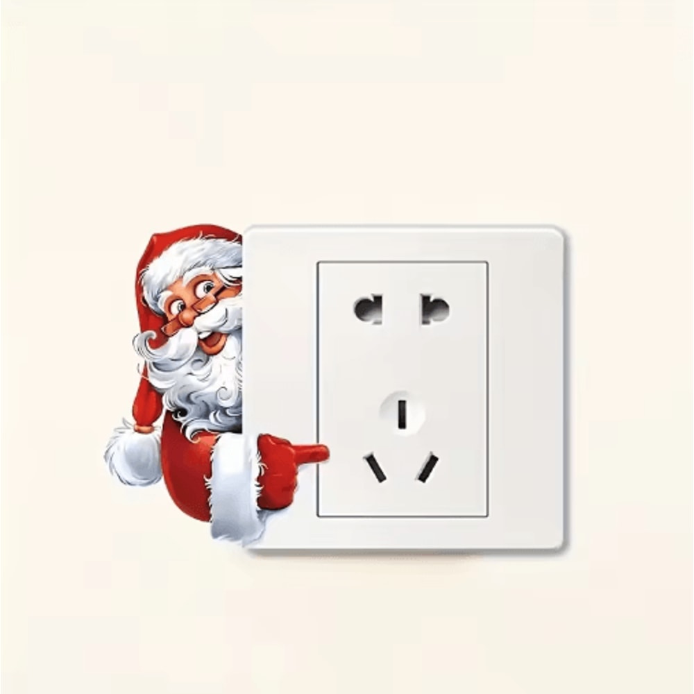 Festive Christmas Wall Sticker Santa Claus Snowman Switch Decal 5