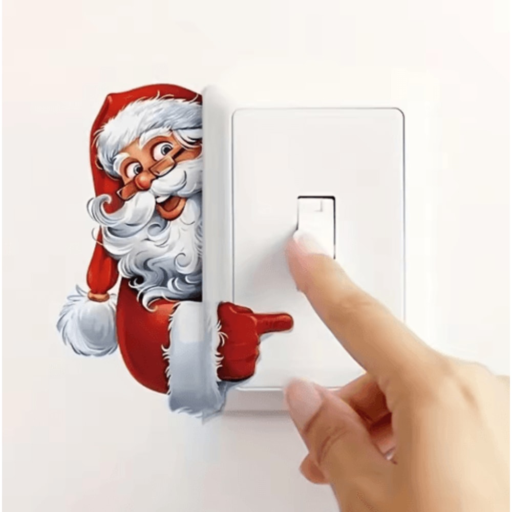 Festive Christmas Wall Sticker Santa Claus Snowman Switch Decal 7