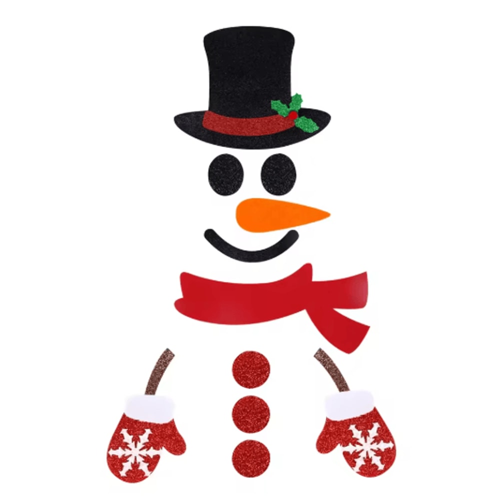 Festive Christmas Window Stickers Felt Santa Snowman Reindeer Door Decoration 3