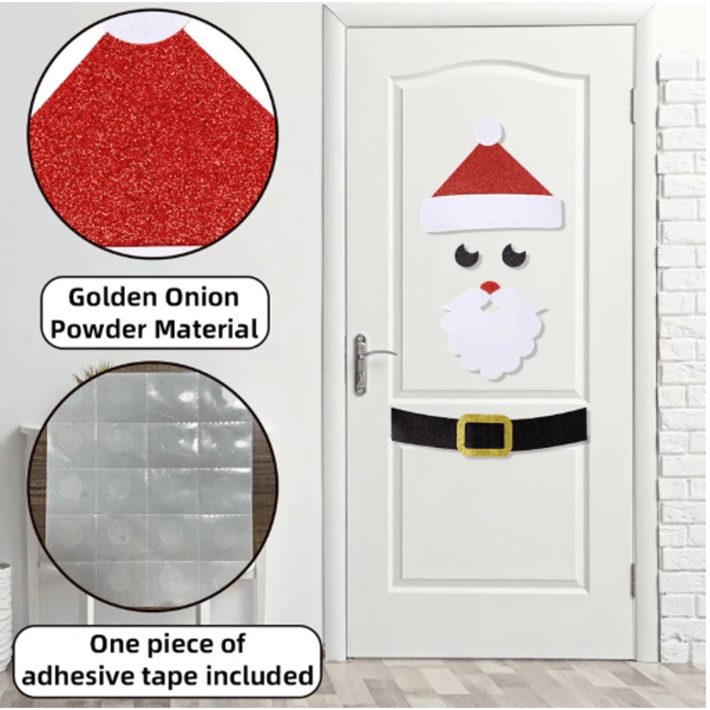 Festive Christmas Window Stickers Felt Santa Snowman Reindeer Door Decoration 6