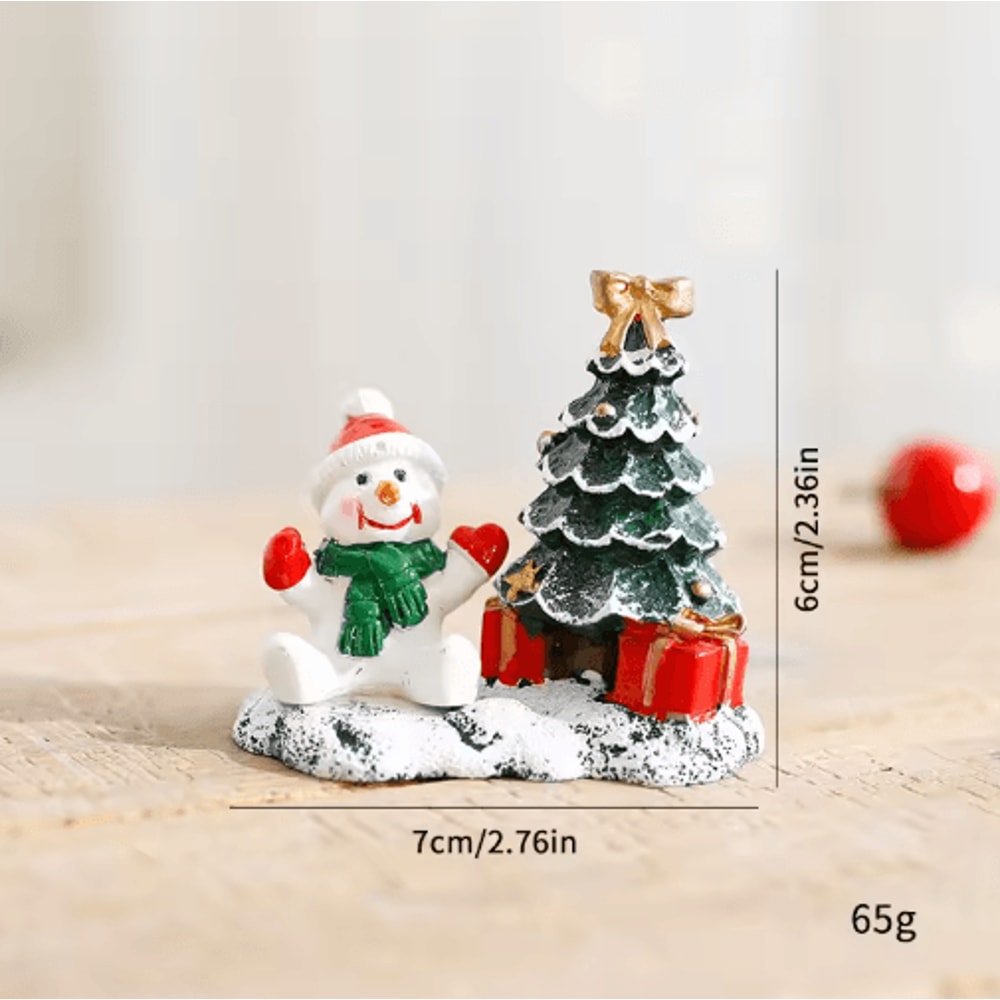 Festive Christmas Village Miniature Snowman And Winter House Desktop Decoration 2