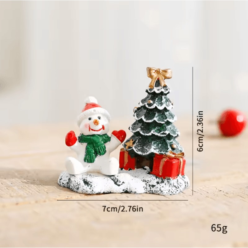 Festive Christmas Village Miniature Snowman And Winter House Desktop Decoration 2