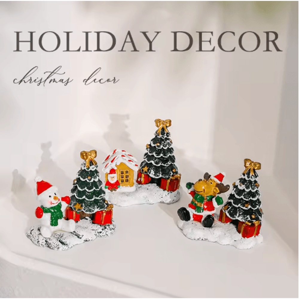 Festive Christmas Village Miniature Snowman And Winter House Desktop Decoration 5