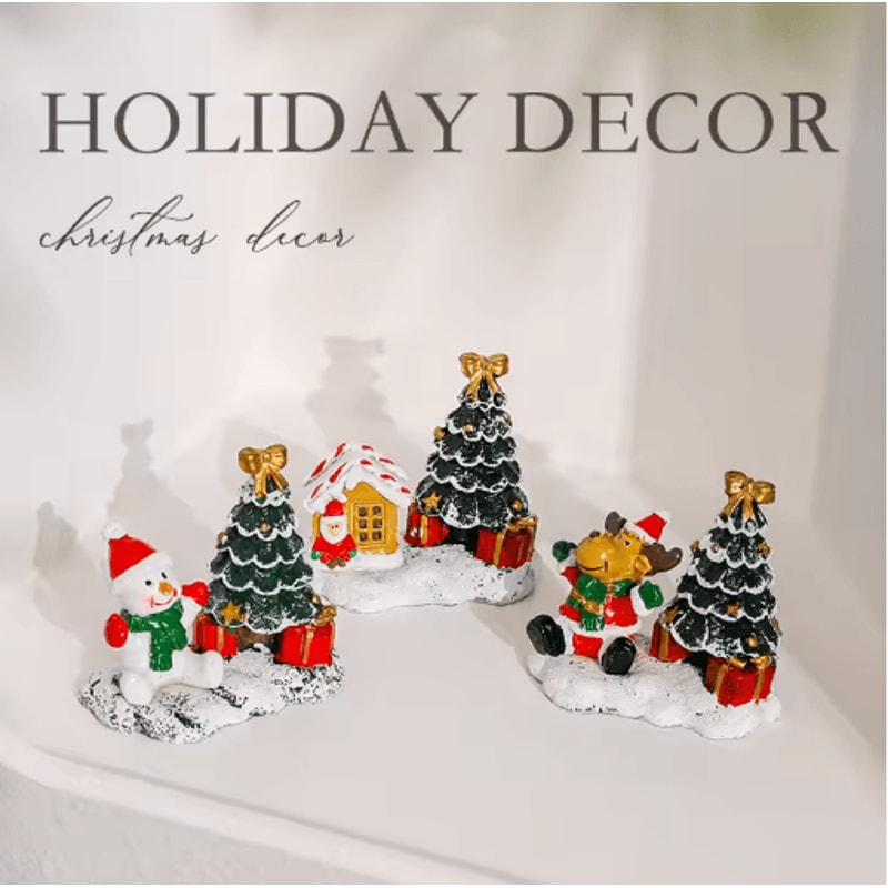 Festive Christmas Village Miniature Snowman And Winter House Desktop Decoration 5