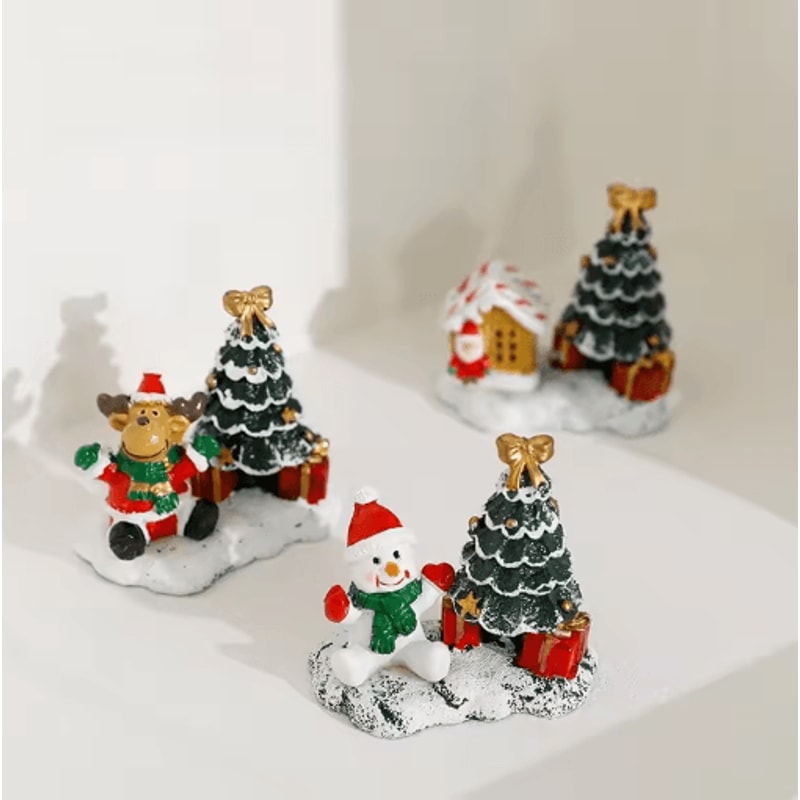 Festive Christmas Village Miniature Snowman And Winter House Desktop Decoration 8