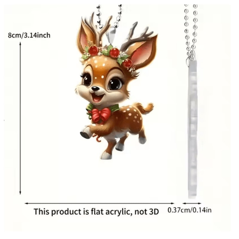 Cute Reindeer Christmas Ornament Acrylic Cartoon Elk Tree Decoration 5