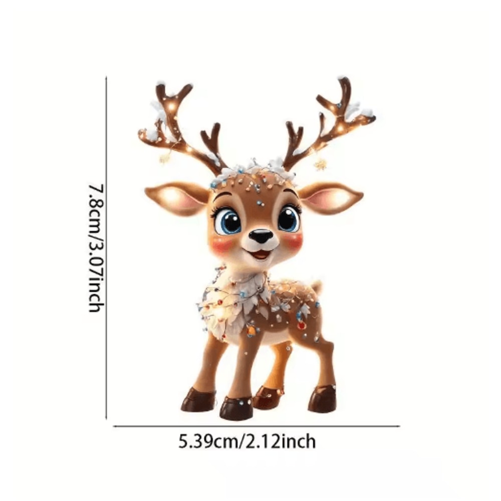 Cute Reindeer Christmas Ornament Acrylic Cartoon Elk Tree Decoration 7