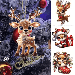 cute reindeer christmas ornament acrylic cartoon elk tree decoration