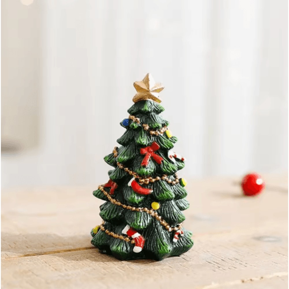 Festive Mini Christmas Tree Resin Ornament ChrHoliday Desktop Decoration 1