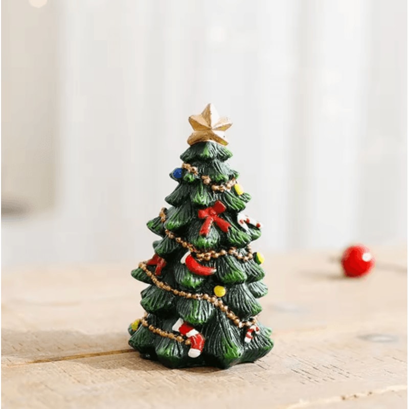 Festive Mini Christmas Tree Resin Ornament ChrHoliday Desktop Decoration 1