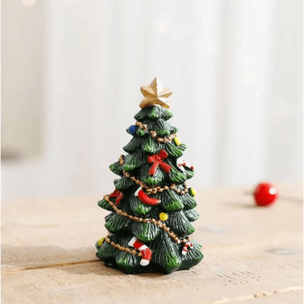 Festive Mini Christmas Tree Resin Ornament ChrHoliday Desktop Decoration 2