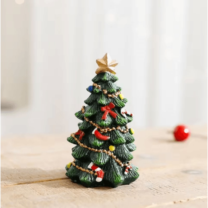 Festive Mini Christmas Tree Resin Ornament ChrHoliday Desktop Decoration 2
