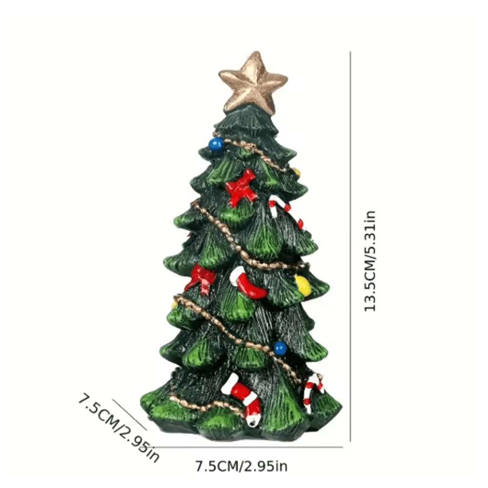 Festive Mini Christmas Tree Resin Ornament ChrHoliday Desktop Decoration 4