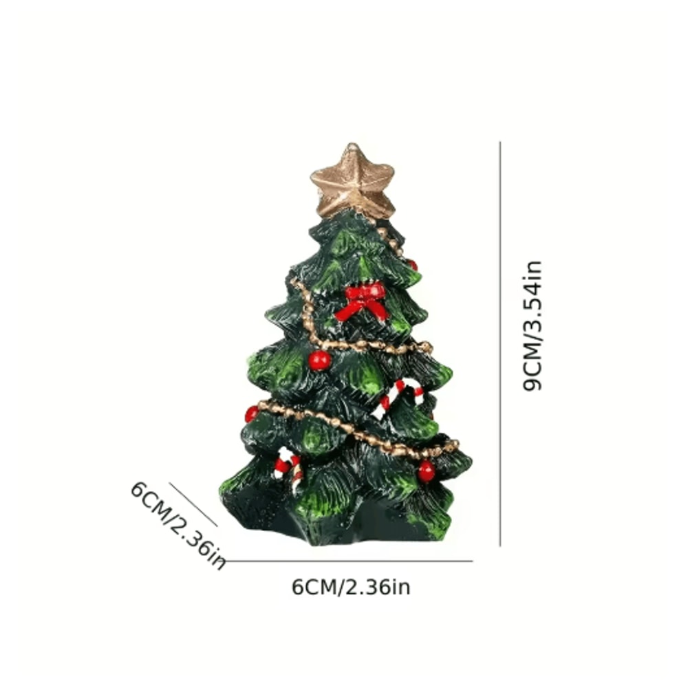 Festive Mini Christmas Tree Resin Ornament ChrHoliday Desktop Decoration 5