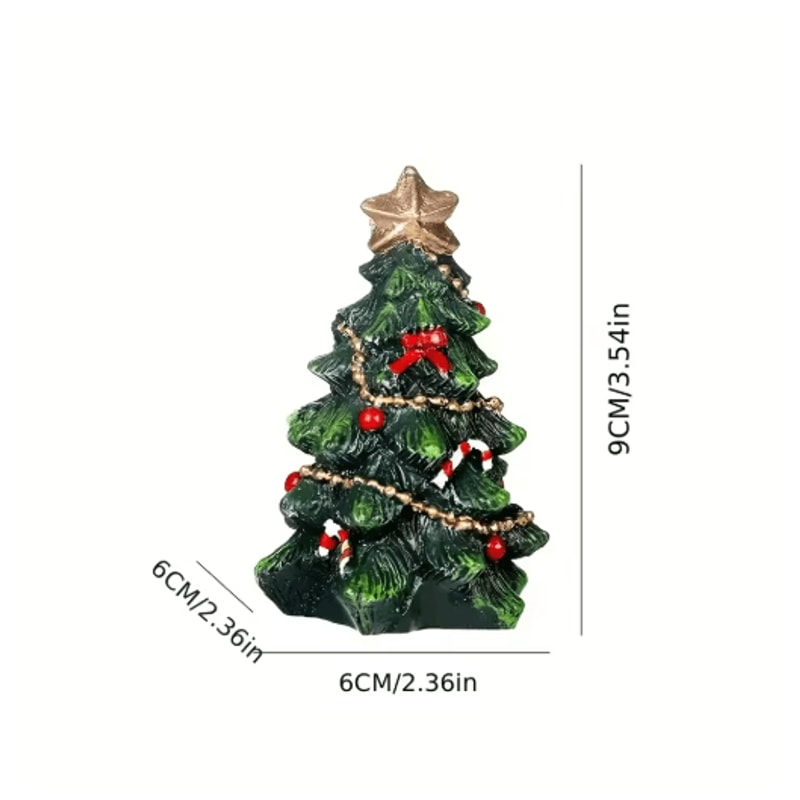 Festive Mini Christmas Tree Resin Ornament ChrHoliday Desktop Decoration 5