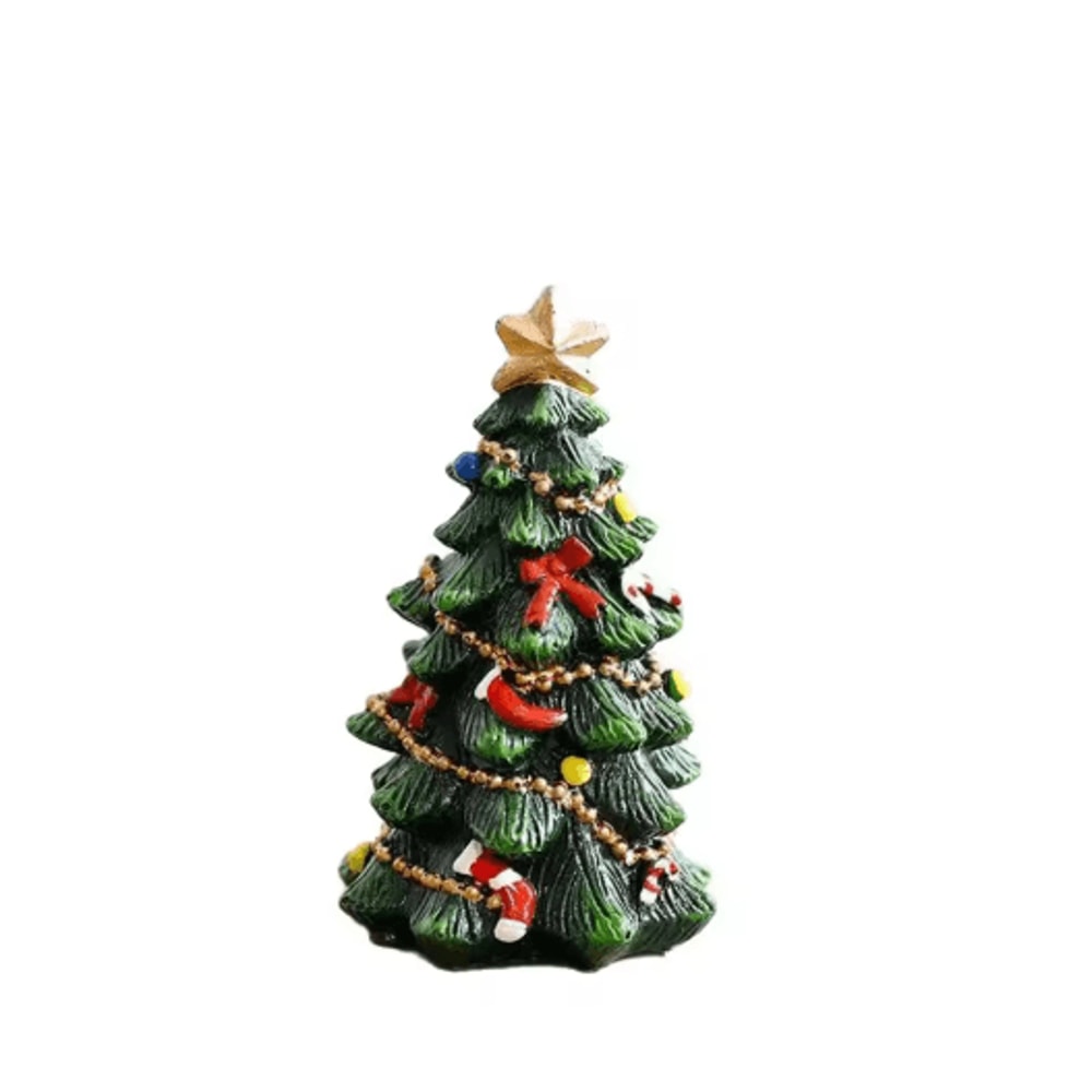 Festive Mini Christmas Tree Resin Ornament ChrHoliday Desktop Decoration 6