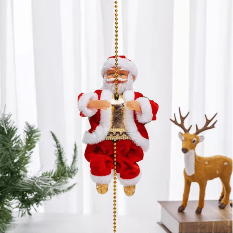 Animated Climbing Santa Decoration Musical Santa Rope Christmas Ornament 5