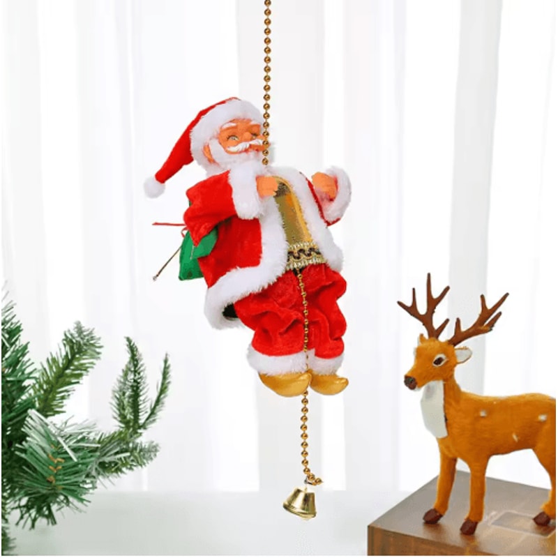 Animated Climbing Santa Decoration Musical Santa Rope Christmas Ornament 6