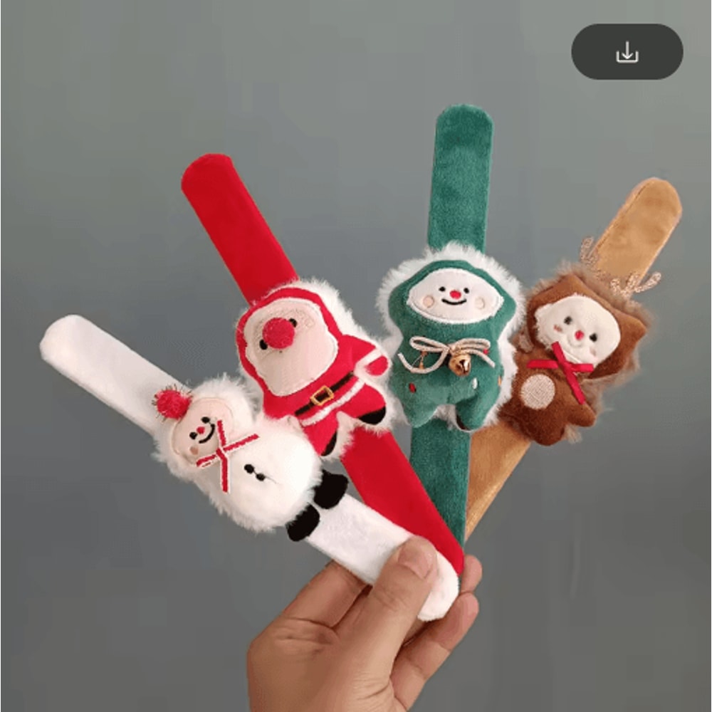 DDJOY Christmas Slap Bracelet Plush Elk And Snowman Kids Holiday Wristband 9