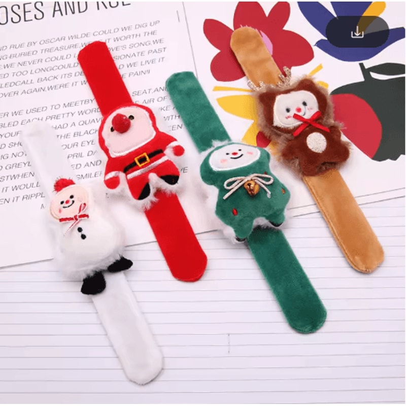 DDJOY Christmas Slap Bracelet Plush Elk And Snowman Kids Holiday Wristband 0