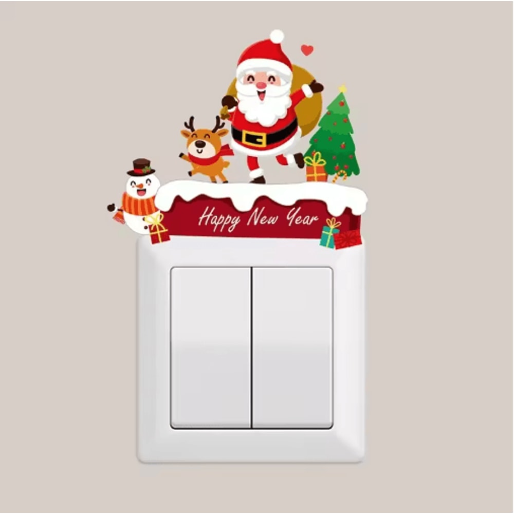 Festive Christmas Switch Wall Sticker Removable Holiday Wall Decoration 1