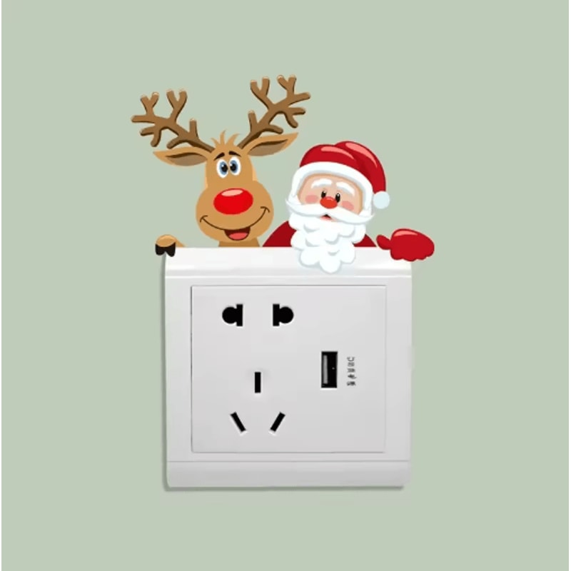 Festive Christmas Switch Wall Sticker Removable Holiday Wall Decoration 3