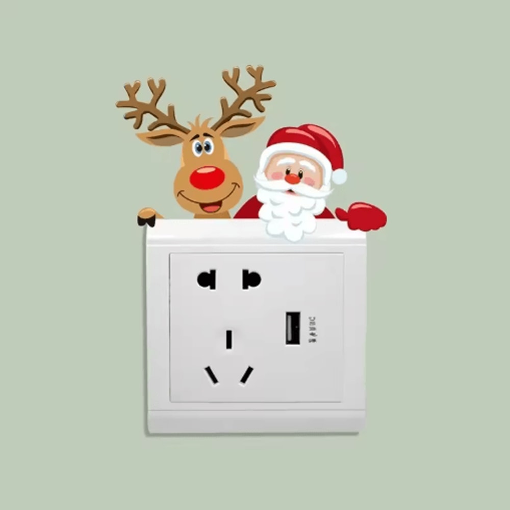 Festive Christmas Switch Wall Sticker Removable Holiday Wall Decoration 8