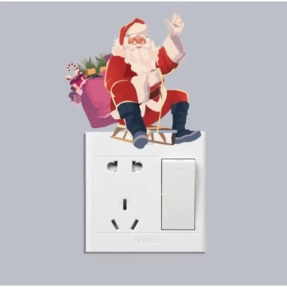 Festive Christmas Switch Wall Sticker Removable Holiday Wall Decoration 9