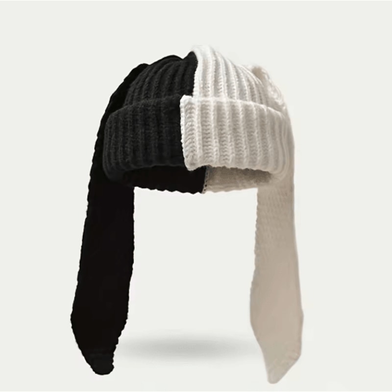Cute Rabbit Ear Winter Hat Plush Bunny Ear Warm Hat For Women 2