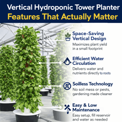 vertical hydroponic tower planter, grow more in less space
