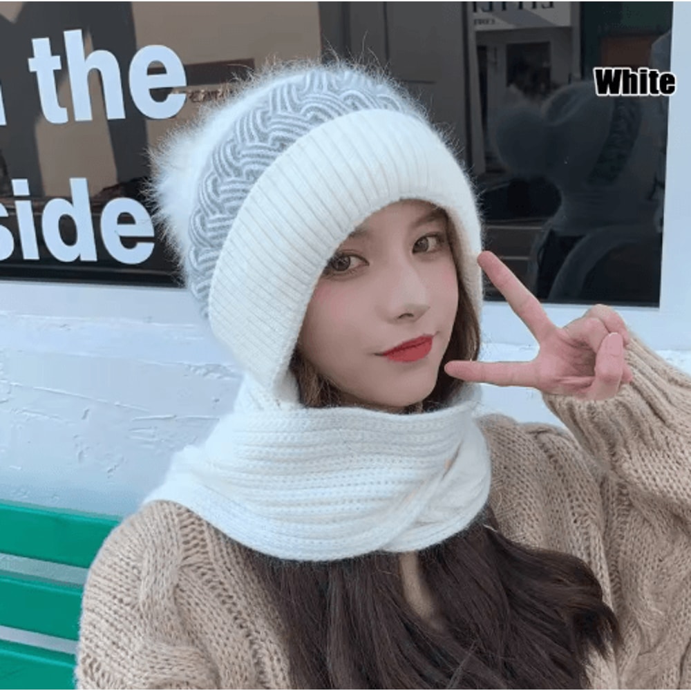 CozyShield Knitted Scarf Beanie Womens Winter Ear Protection Beanie Hat Neck Warmer 5