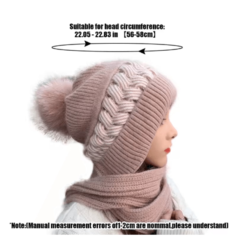 CozyShield Knitted Scarf Beanie Womens Winter Ear Protection Beanie Hat Neck Warmer 8