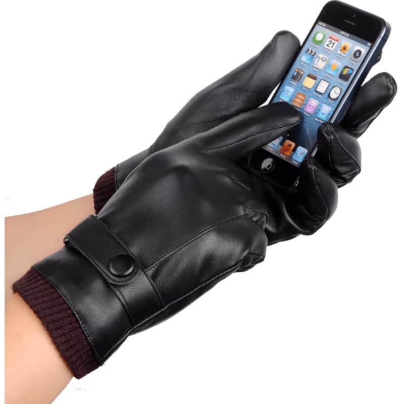 ThermaDrive Mens Leather Winter Gloves Windproof Touchscreen Gloves For Driving 4