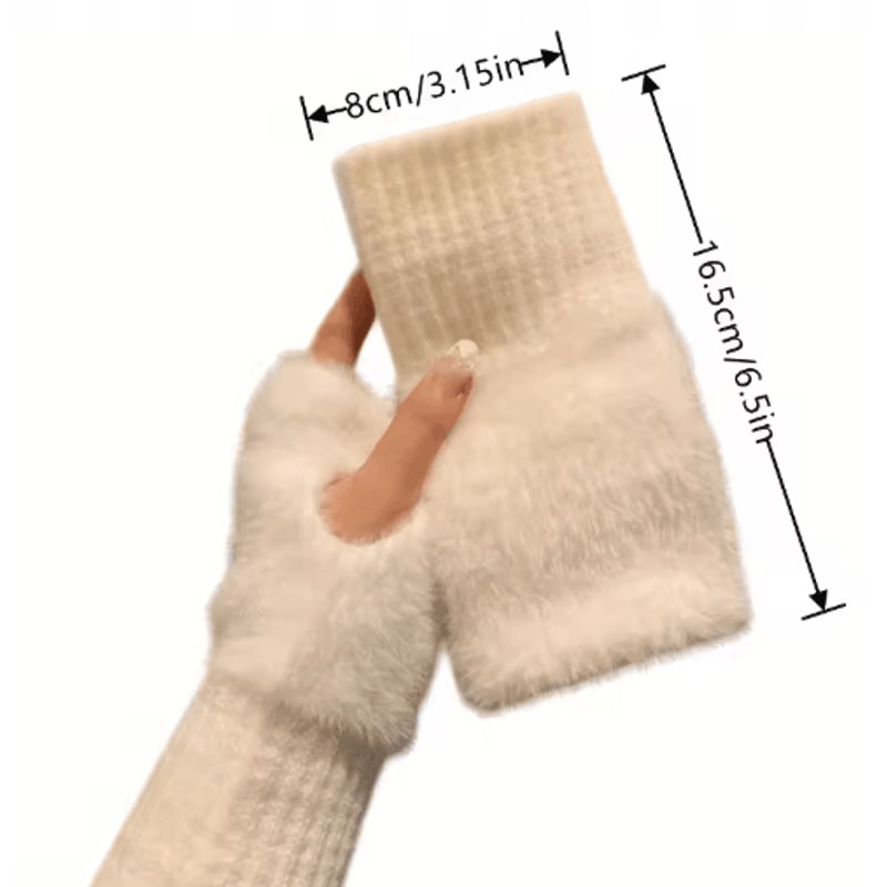 CozyLuxe Fingerless Winter Gloves Soft Plush Knitted Gloves For Women 7