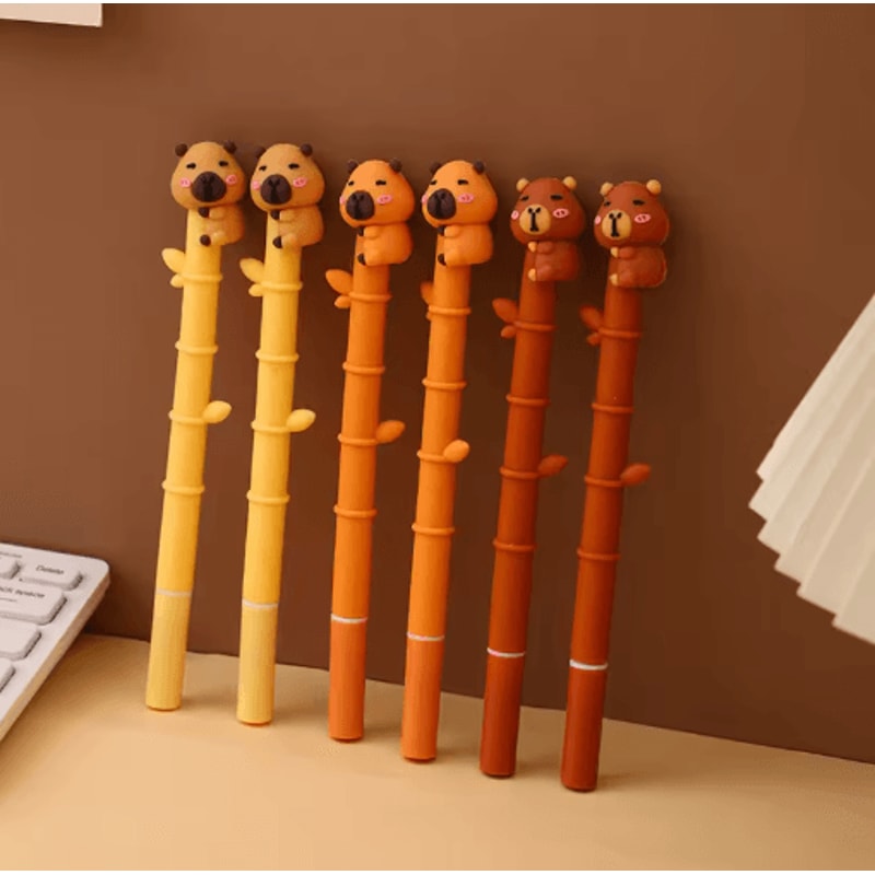CapiCute Capybara Gel Pen Set 3PCS Cute Cartoon Gel Pens Bamboo Style 0