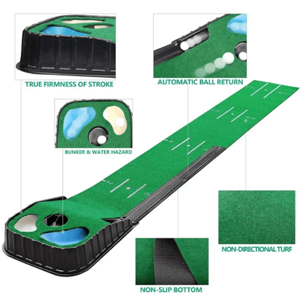 ReturnPro Golf Putting Trainer Mat Realistic Indoor Putting Mat With Ball Return 2