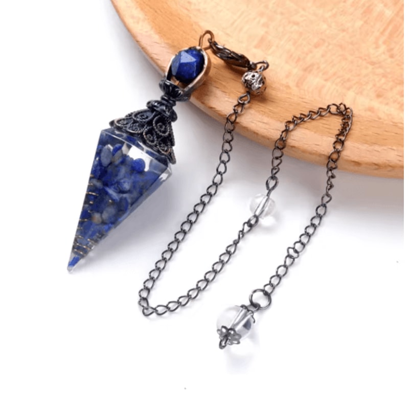 HarmonyStone Crystal Pendulum Necklace Natural Chakra Crystal Pendant Hexagonal Cone 4