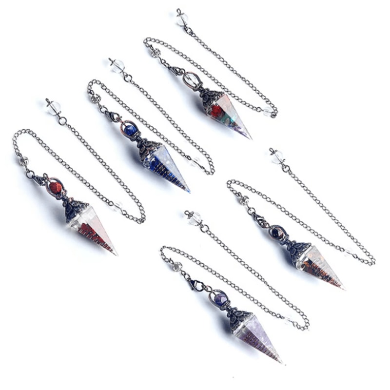 HarmonyStone Crystal Pendulum Necklace Natural Chakra Crystal Pendant Hexagonal Cone 5