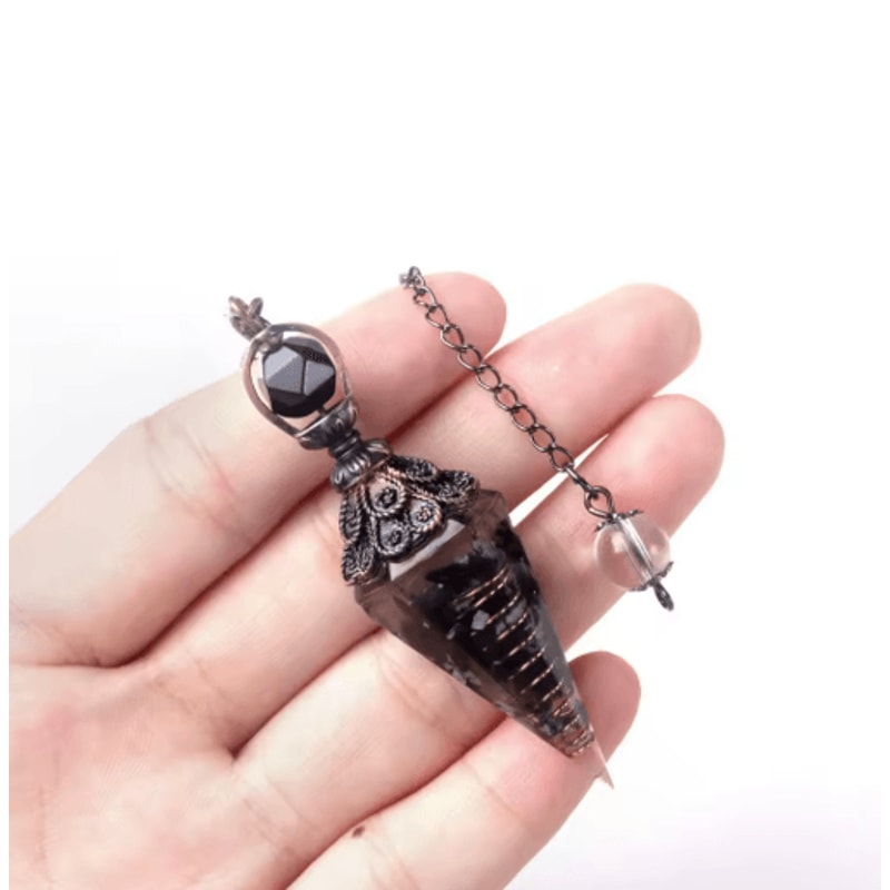 HarmonyStone Crystal Pendulum Necklace Natural Chakra Crystal Pendant Hexagonal Cone 6