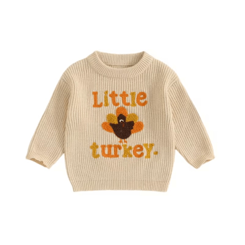Infant Thanksgiving Sweater With Turkey Embroidery And Crewneck Design For Cozy Fall Days Long Sle 2