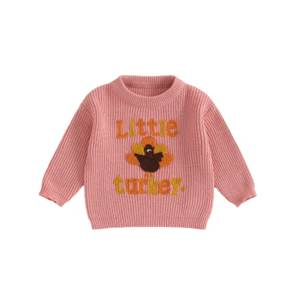 Infant Thanksgiving Sweater With Turkey Embroidery And Crewneck Design For Cozy Fall Days Long Sle 3