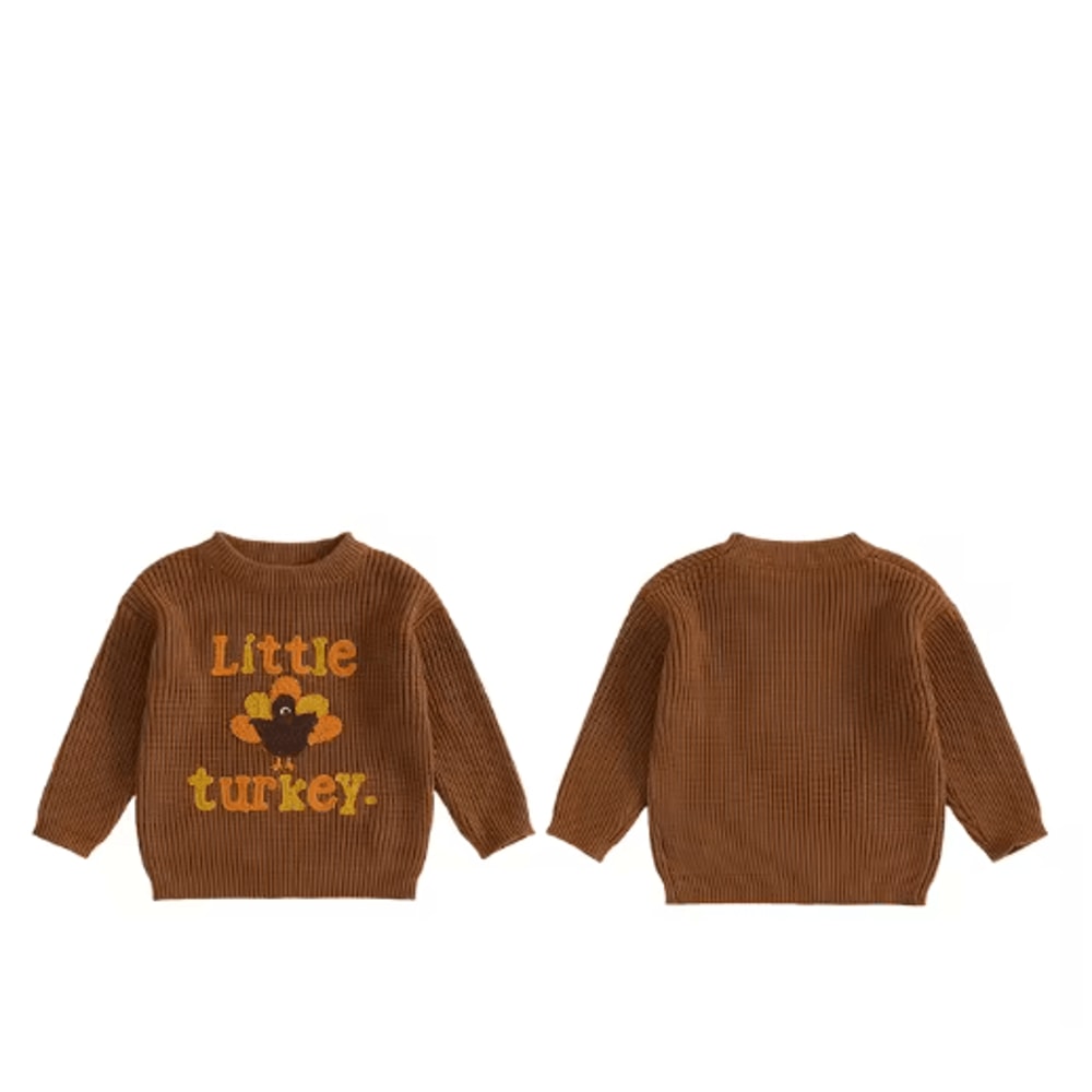 Infant Thanksgiving Sweater With Turkey Embroidery And Crewneck Design For Cozy Fall Days Long Sle 5