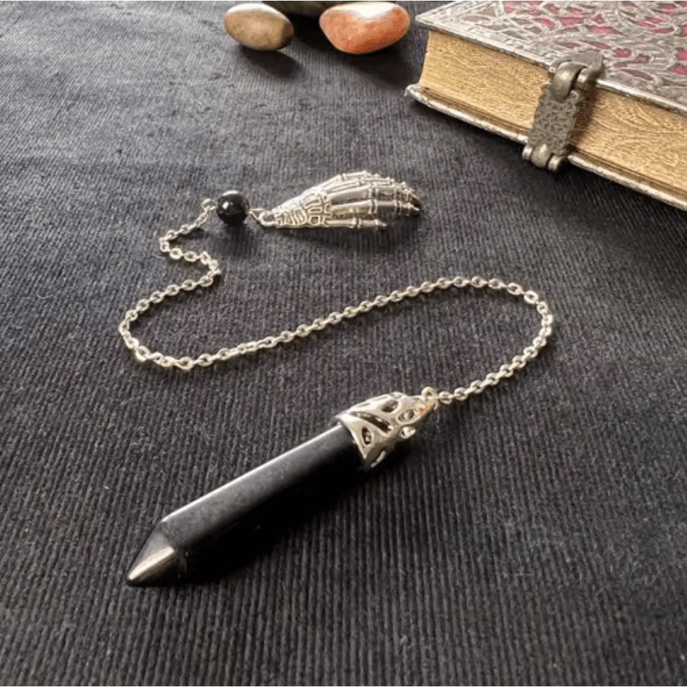 MysticChain Obsidian Pendulum Necklace Vintage Black Obsidian Pendant For Divination 1