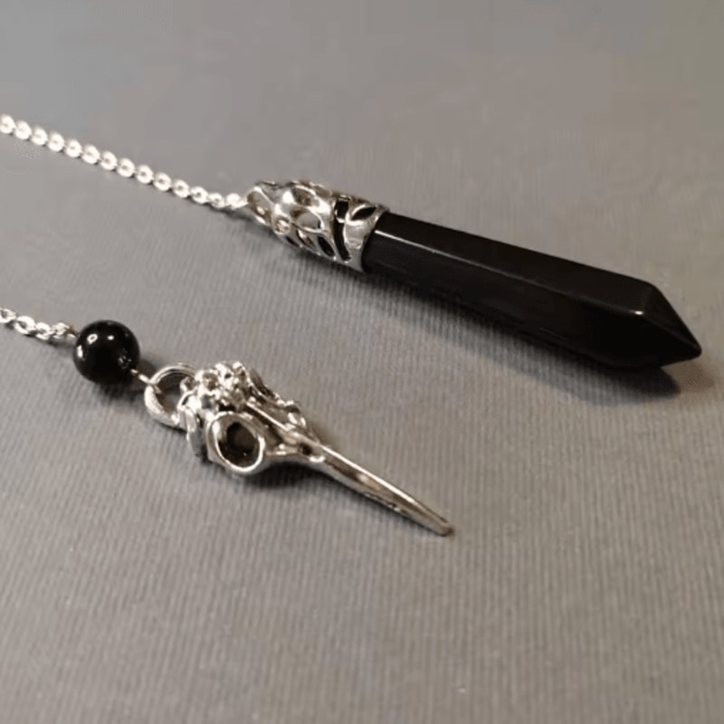 MysticChain Obsidian Pendulum Necklace Vintage Black Obsidian Pendant For Divination 2