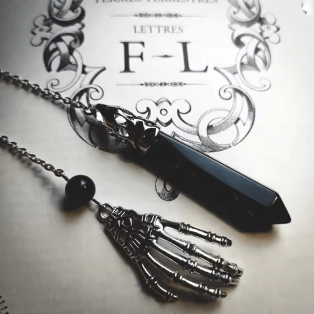 MysticChain Obsidian Pendulum Necklace Vintage Black Obsidian Pendant For Divination 3
