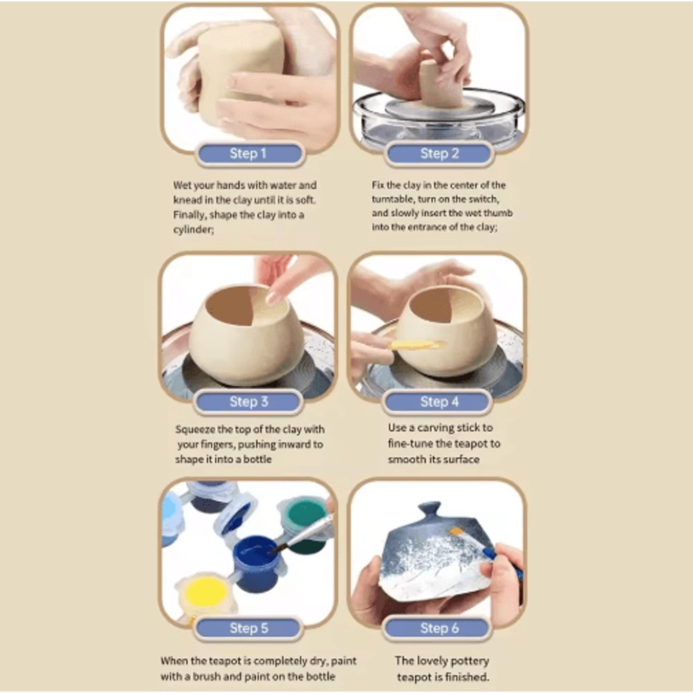 SpinCraft Electric Pottery Wheel Kit Compact Electric Pottery Wheel For DIY Ceramic Art 4