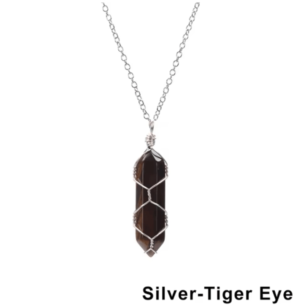 AmoraGem Amethyst Crystal Necklace Elegant Wire Wrapped Crystal Pendant Hexagonal Stone 3