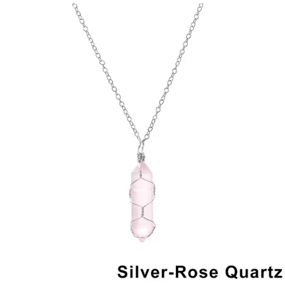AmoraGem Amethyst Crystal Necklace Elegant Wire Wrapped Crystal Pendant Hexagonal Stone 4