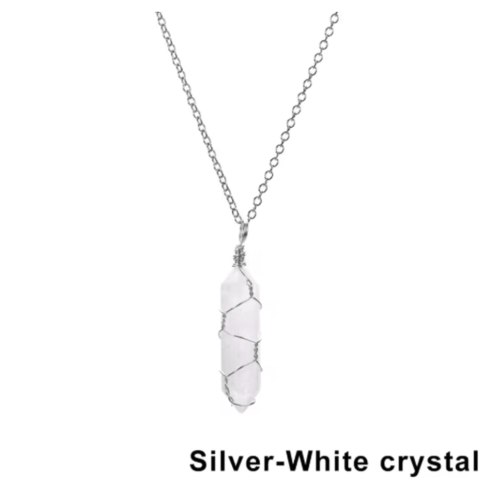 AmoraGem Amethyst Crystal Necklace Elegant Wire Wrapped Crystal Pendant Hexagonal Stone 6